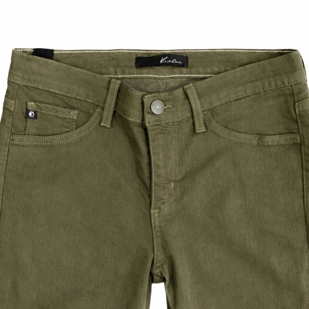 KanCan Olive Green Mid-Rise Distressed Skinny Jeans Size 27 NWOT - Picture 4 of 5